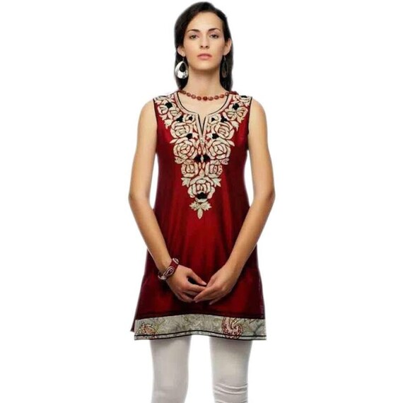 Tunic Dress, Casual Wear, Resort Wear, Beachwear, Maroon Tunic Dress ,silk  Cotton Tunic Top ,casual Dress Women's Embroided Shirts - Etsy