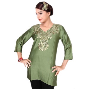Casual Tunic Blouse  ethnic clothing Women&#39;s Embroidered Tunic Top, Pleasant Blouse, Plus Size Tunic , Silk Kurtis ,Tops  for Ladies . GIFT