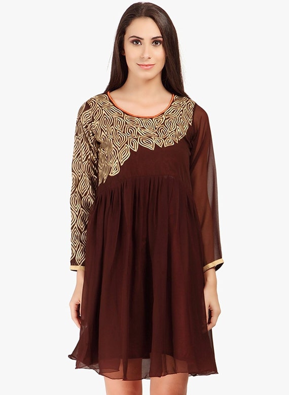 brown chiffon mini dress STAUD, Cadence Dress in Centurion, Size 0 main image 0