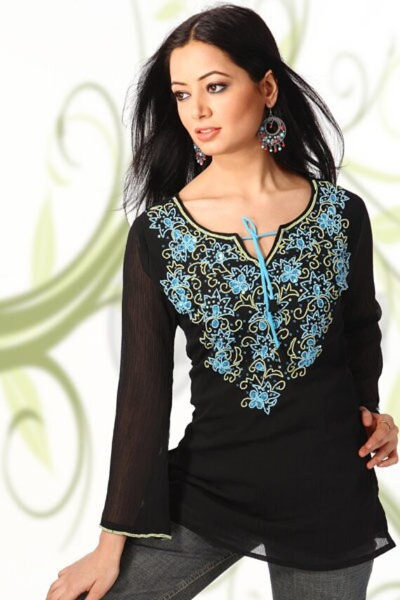 ladies black tunic top