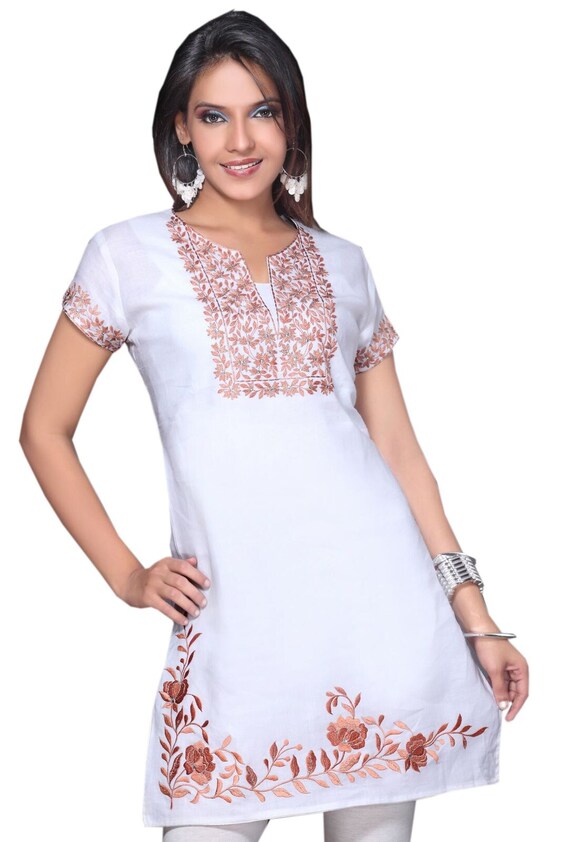 Tunic White Blouse Top, Ladies Apparel, Embroidered Top for Women .white  Dress Shirt, Embroidered Dress, Tunic Tops for Women - Etsy