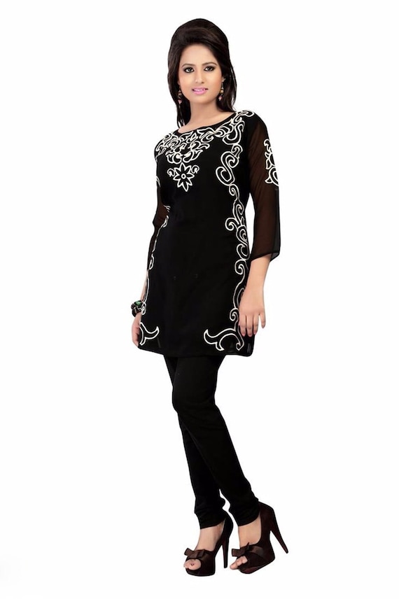 ladies black dress tops Tunic Shirt-women's Embroidered Designer Clothing Tunic for Women, Western Top, Woman Black Dress. Boho dressy going out tops