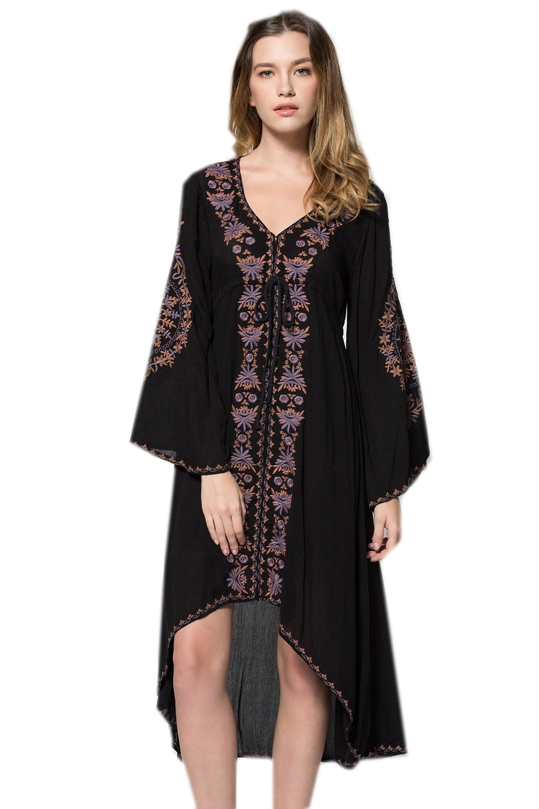 black tunic party dress Sail To Sable Flare Tunic Crepe Dress