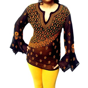 Tunic Top, Tunics, Ladies Tunics, Tunic Tops, Women&#39;s Top, Ethnic Clothing, Boho Tunic Black Tunic Embroidered , XL,1X,2X,3X,4X,5X