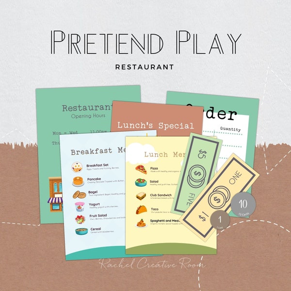 Pretend Play at Restaurant Bundle Fun & Engaging Activity Pretend Play Money | Busybook