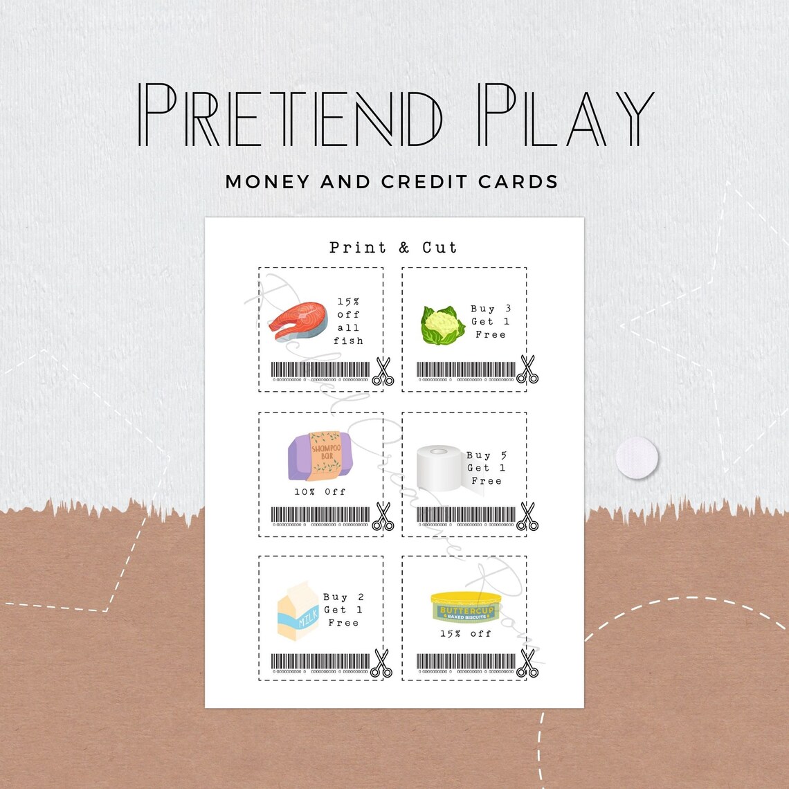 Pretend Play Store Coupons Bundle Printable Supermarket | Etsy