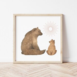 Printable Mother and Baby Bears Digital Wall Art Print | Gender Neutral Print | Nursery Wall Art