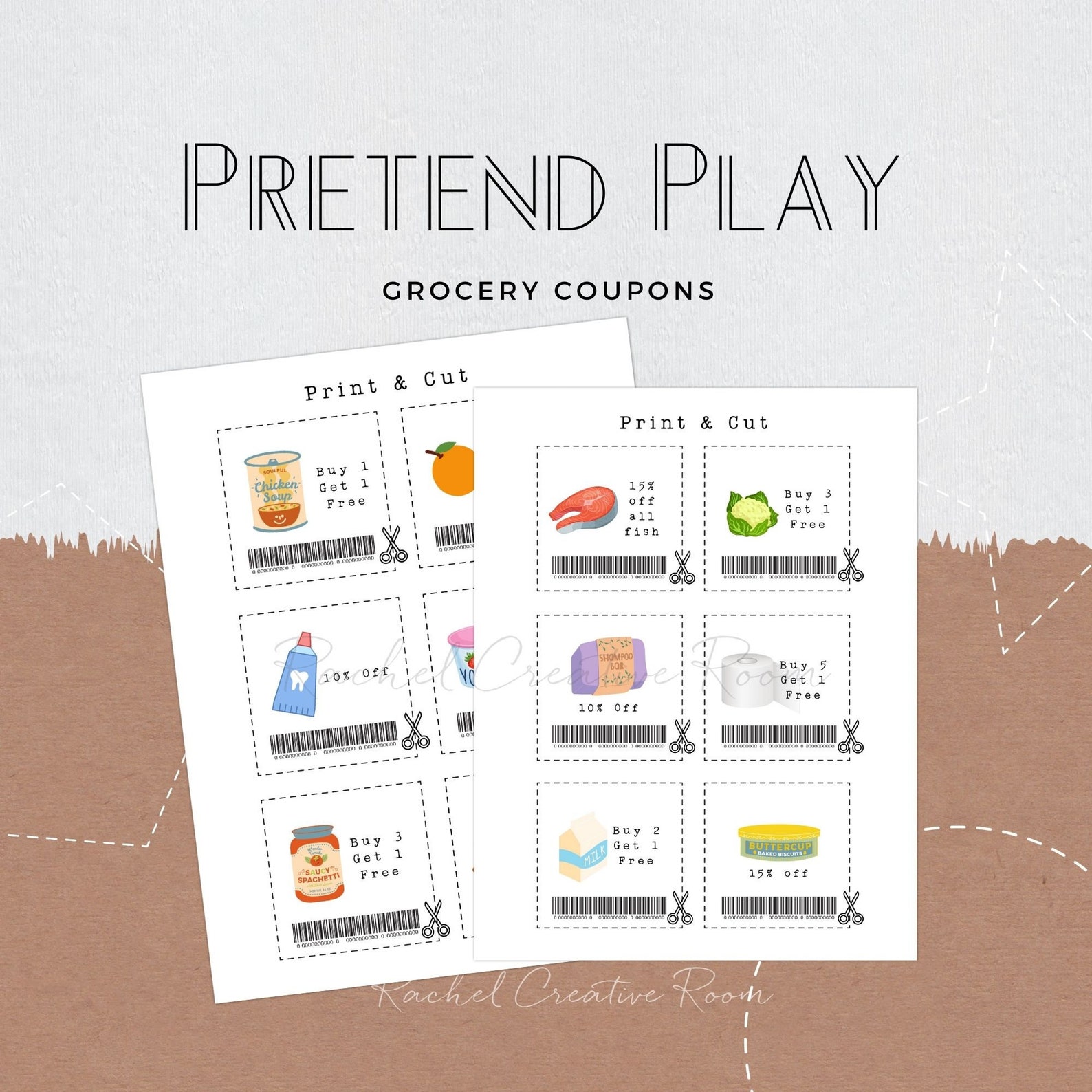 Pretend Play Store Coupons Bundle Printable Supermarket Etsy UK
