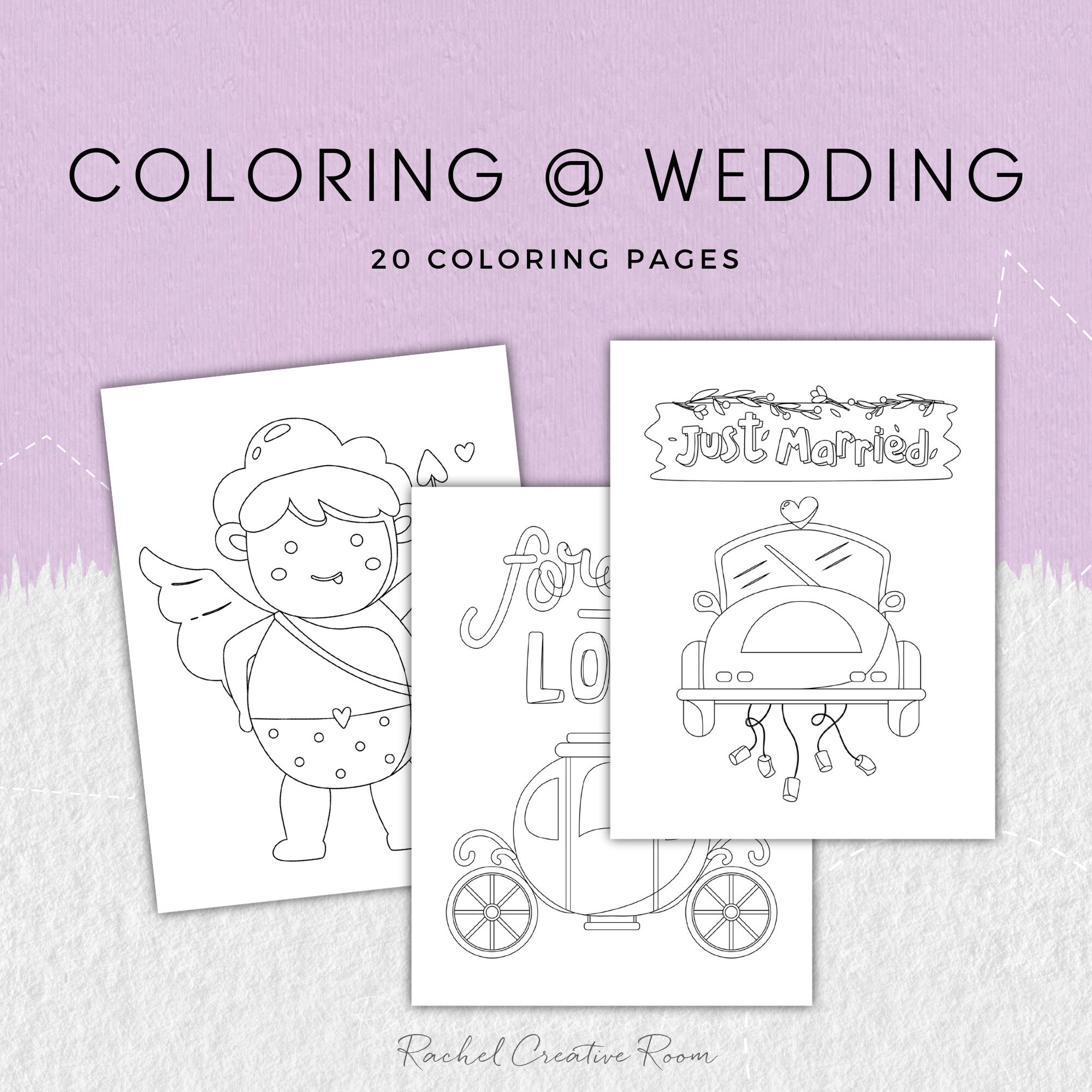 20 Pages Wedding Coloring Pages in Digital Files Wedding Coloring Children Activity at Wedding