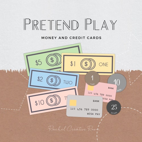 Pretend Play Printable Kids Play Cards Kids Credit Card Etsy Canada