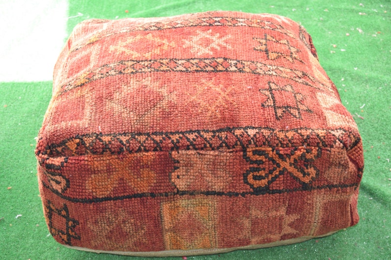 Kilim pouf Square footstool Embroidered Ottoman Multicolors puffs Home decor