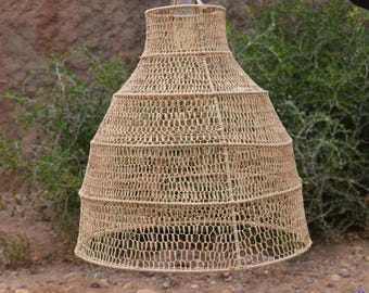 Handgefertigte Rattan Pendelleuchte - Boho Wicker Deckenleuchte, rustikale Bauernhausbeleuchtung, natürliche Leuchte