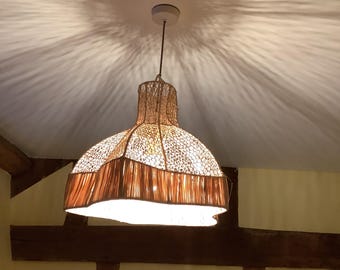 Moroccan Rattan Pendant Lamp – Woven Natural Lamp Shade – Handmade Boho Light Fixture
