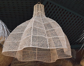 Moroccan Rattan Pendant Lamp – Artisan Woven Boho Lighting, Natural Home Decor