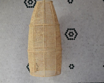 Rattan Pendant Light – Moroccan Wicker Lamp Shade, Boho Hanging Ceiling Light, Handmade Straw Fixture