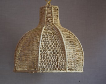 Boho Woven Pendant Light, Moroccan Rattan Hanging Lamp, Handmade Natural Lampshade, Ceiling Light Fixture