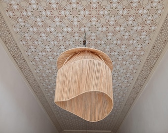 Naturfaser Pendellampe - Boho Rattan Hängeleuchte