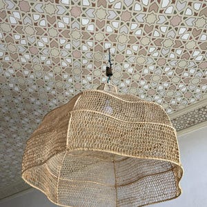 Moroccan Rattan Lamp Shade – Handmade Doum Palm Pendant Light – Boho Natural Lighting – Rattan Woven Light Shade –Eco-Friendly Boho Lighting