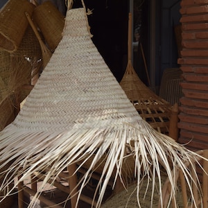 Handmade Rattan Lamp Shade – Moroccan Hanging Pendant Light | Natural Woven Decor