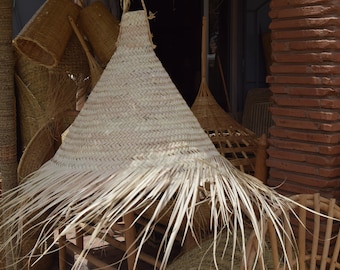 Handgefertigter Rattan Lampenschirm – Marokkanische Hängeleuchte | Natürliches gewebtes Dekor