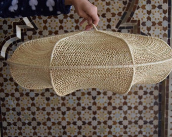 Boho Rattan Pendant Light – Handmade Wicker Lampshade – Natural Straw Ceiling Lamp