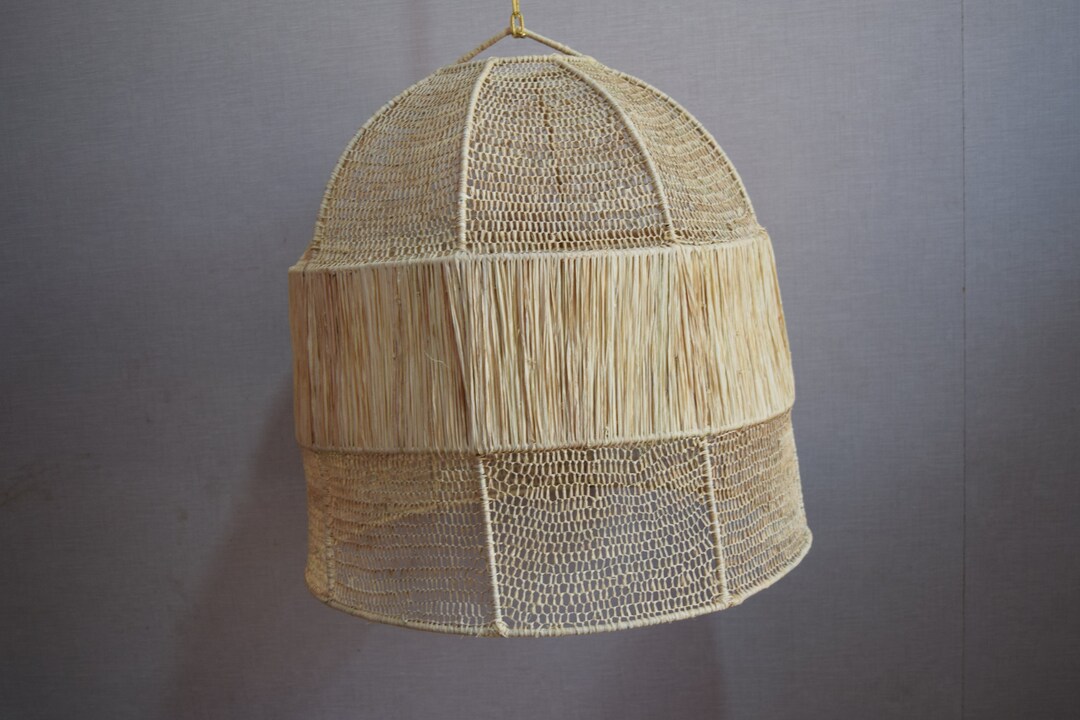 Ceiling Fixture Rattan Pendant Straw Handmade Lampshade Pendant Light Etsy