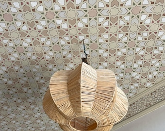 Bohemian Rattan Pendant Lamp – Handwoven Natural Fiber Light – Coastal Home Decor