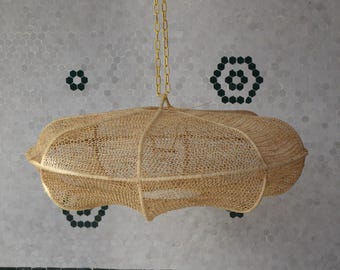 Handmade Rattan Pendant Light – Boho Woven Lamp Shade, Moroccan Hanging Light, Eco‑Friendly Decor