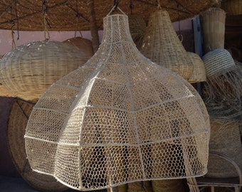 Handwoven Rattan Pendant Light, Boho Hanging Lamp Shade