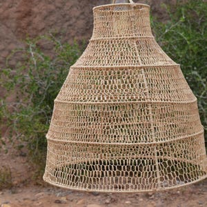 Rattan Pendant Lamp- Boho Wicker Hanging Lamp, Woven Straw Ceiling Fixture, Rattan Lampshade, Rustic Boho Lighting