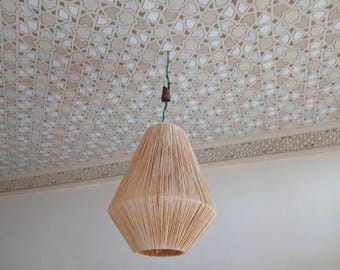 Handmade Moroccan Rattan Pendant Light – Boho Lamp  for Dining Room, Bedroom, or Living Room