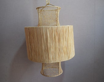 Handmade Rattan Pendant Light, Boho Wicker Hanging Lamp, Moroccan  Ceiling Lamp, Natural Woven Lampshade
