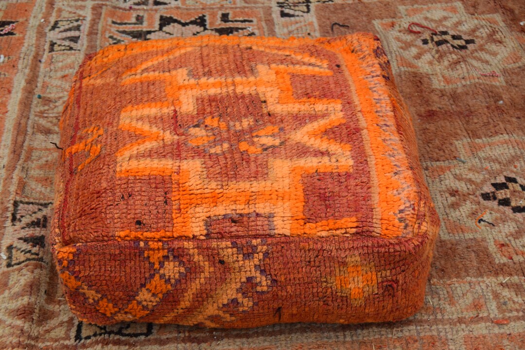 Moroccan Kilim Poufpillowspouf Ottomanbohemian Decormoroccan Pouf