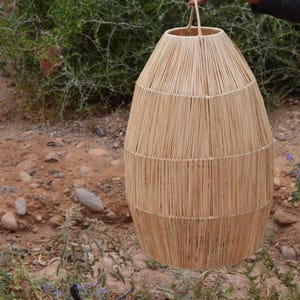 Rattan Pendant Light - Boho Wicker Hanging Lamp, Woven Straw Ceiling Fixture, Rattan Lampshade, Rustic Boho Lighting