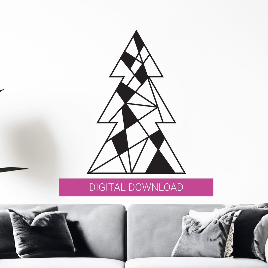 Christmas Tree Wall Art Modern Laser Cut Dxf Svg Pdf Vector Ai Etsy