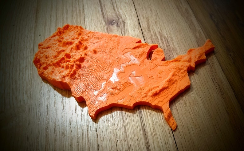 3D-Printed Topographical USA State Map image 6