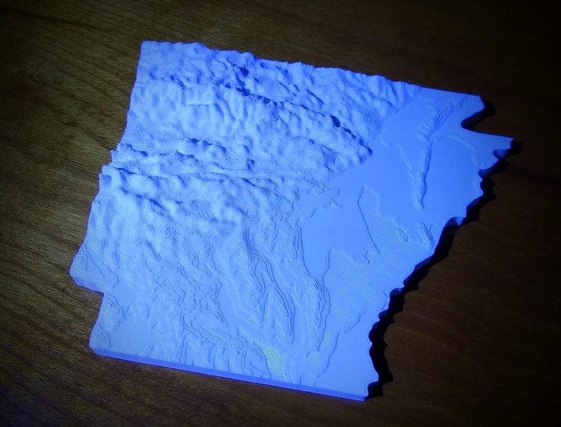 3D-Printed Topographical USA State Map image 4