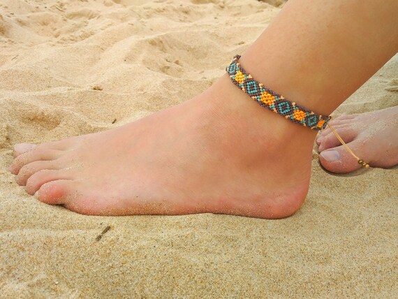 Elastic Summer Beach Ocean Style Beaded Anklet Set Mini Rice - Temu