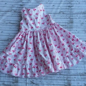 Pink Flamingo Dress, Girls Flamingo dress, Toddler Girl Dress, Kids Flamingos dress, Flamingo Party, flamingo birthday dress