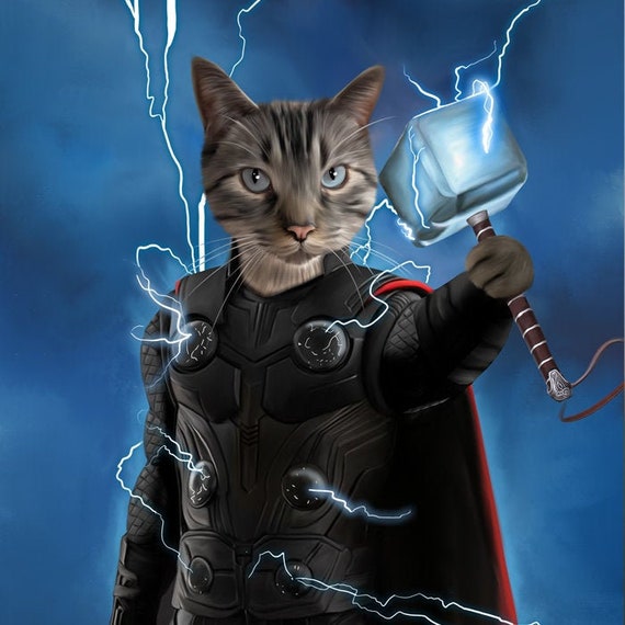 Custom Pet Portrait Custom Pet Painting Thor Avengers - Etsy Custom Pet Portrait Custom Pet Painting Thor Avengers - Etsy