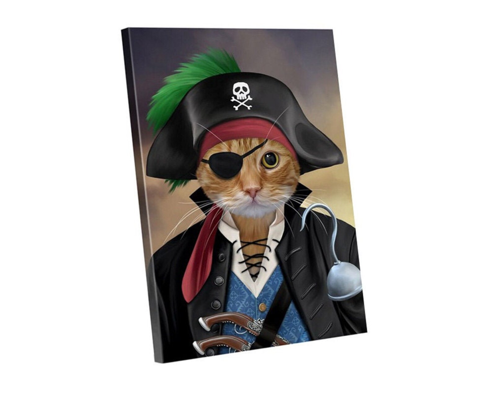 Custom Pet Portrait Pet Pirate Dog Pirate Costume Cat Etsy