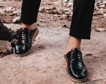 Black Leather Oxfords, Unisex Brogues, Slip-on Sandals, Loafers, Slippers, Leather shoes, Leather sandals, Docksta Sko, Made in Sweden