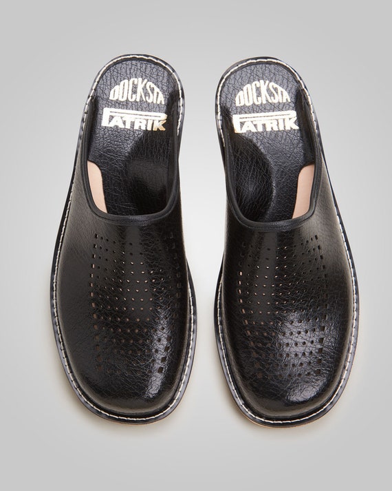 mens leather slip on slippers