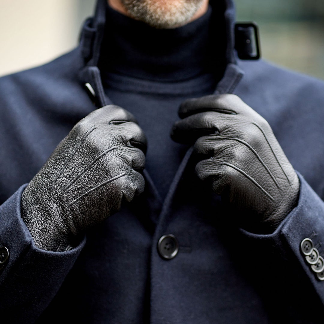 Men's Leather Gloves, Wool Lined, Sheepskin Leather Gloves, High