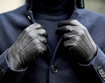 Men's leather gloves, wool lined, sheepskin leather gloves, high quality gloves for men,