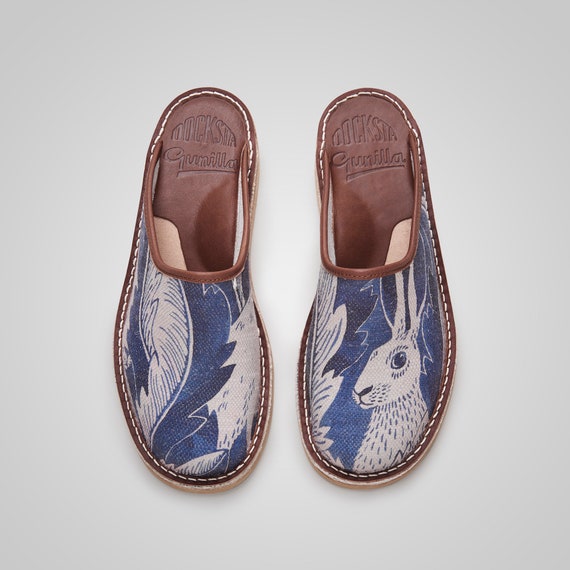 Womens Design Slippers Hares in Hiding Handmade Sandals With