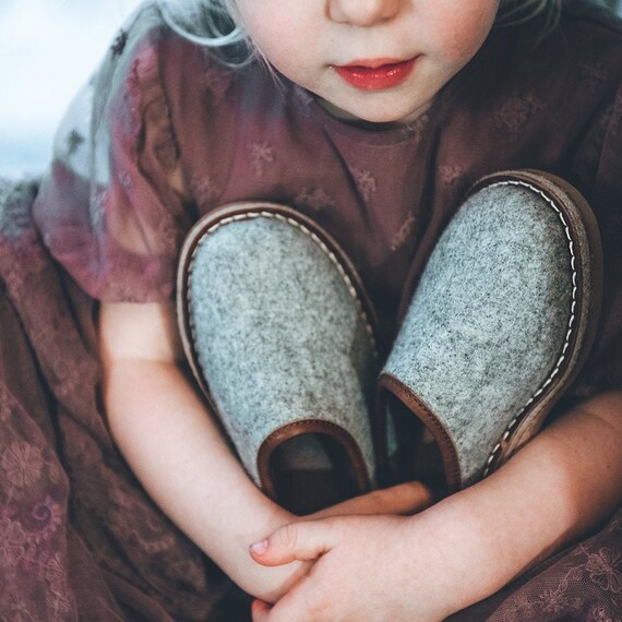 Kids Wool Slippers Kids Shoes Handmade Shoes Kids Clogs Unisex