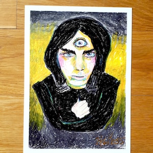 Postkarte "Sehen" Jaxon wachsmaler limitierte auflage ausstellung "Contenancen" Berlin recyceltes papier kunstdruck figurative malerei