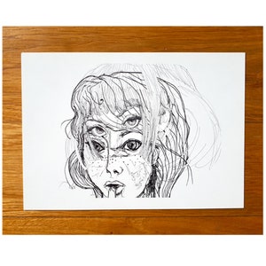Postkarte "Schwestern" limitierte auflage ausstellung "Contenancen" Berlin recyceltes papier kunstdruck figurative illustration zeichnung
