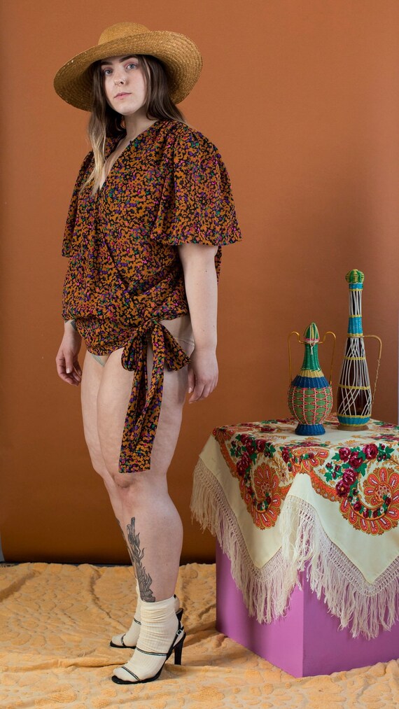 abstract floral print blouse